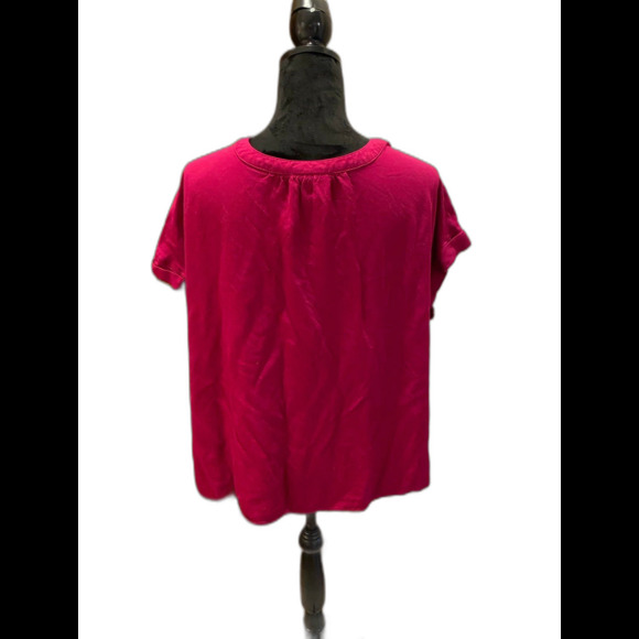 Liz Claiborne Blouse Plus Size 2X Magenta Pink V Neck Top w/ Cap Sleeves - Picture 2 of 6